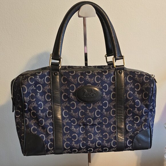 Celine Navy Boston Bag/Handbag ~ Vintage ~ made in Italy - Picture 1 of 11